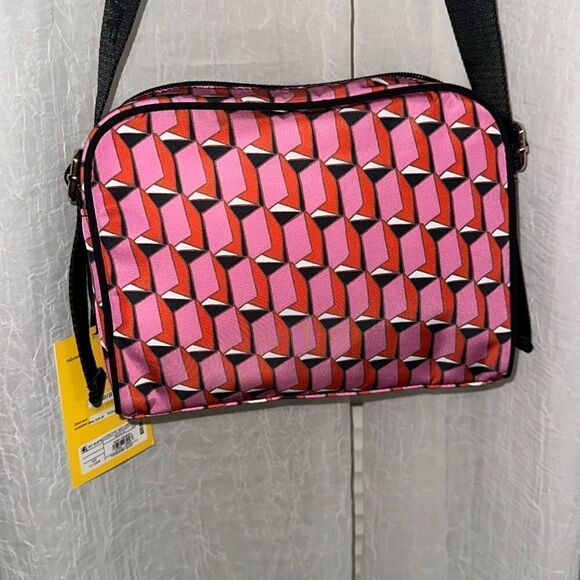 DVF x Target Modern Geo Black Pink Red Navy White Nylon Camera Crossbody Bag - Picture 3 of 13